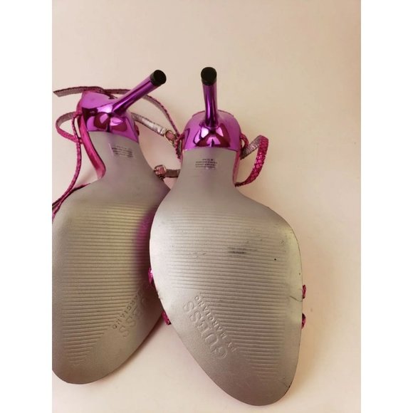 Guess Hopeful Strappy Metallic Stiletto Heels Pink Size 8.5 - Picture 3 of 5